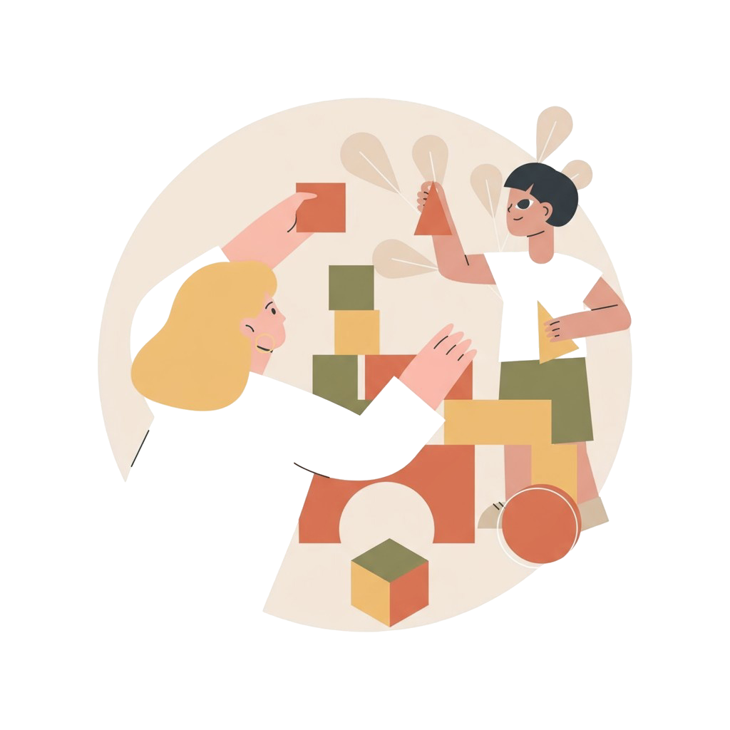 Illustration mère et enfant en consultation de psychomotricité